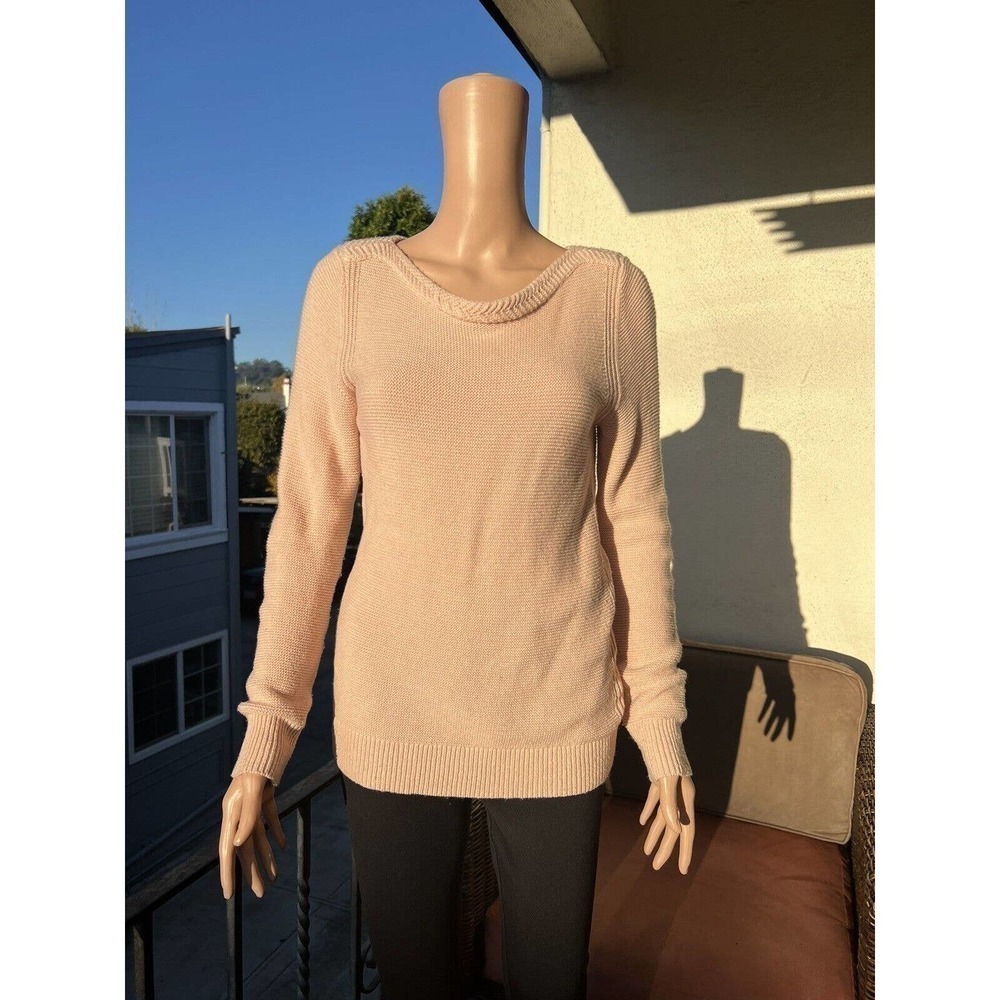 Banana Republic Wool Cashmere Blend Braided Neck Pink with Silver Thread Size S